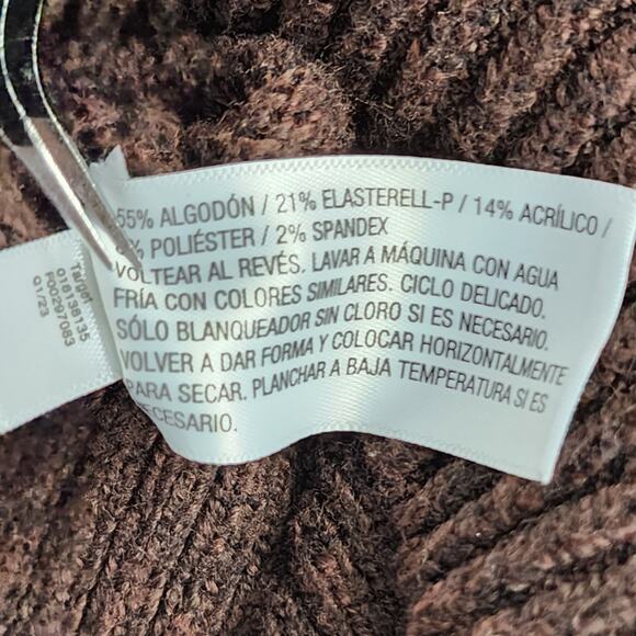 A New Day Sweater Womens L Brown White Striped Mock Neck Pullover Casual Preppy - Picture 7 of 10